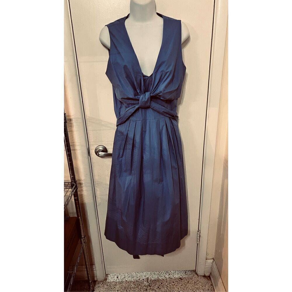 J. Crew Wrap Dress Blue Cotton Poplin Dress Size 8 New ($118) - Picture 4 of 10
